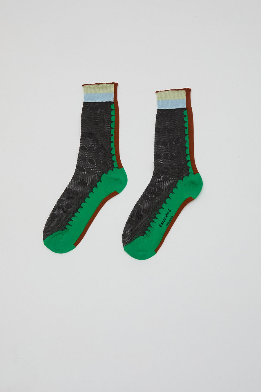 Exquisite J Sheer Dot Print Socks in Black