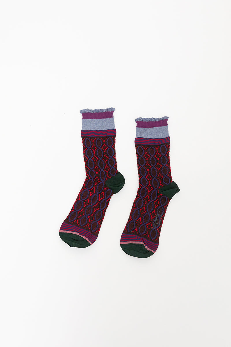 Exquisite J Multi Braid Socks in Bordeaux
