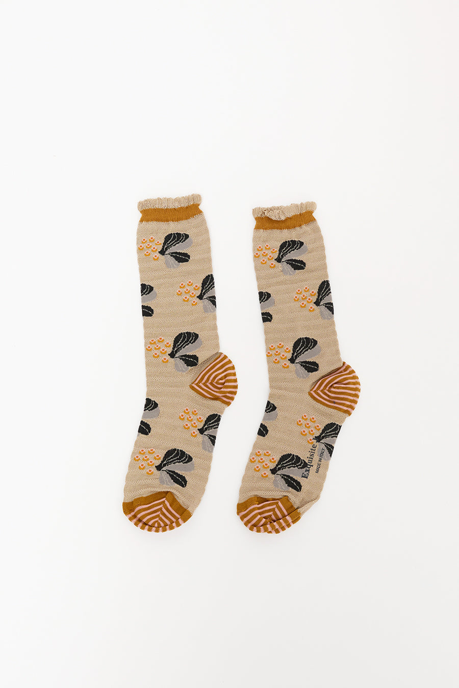 Exquisite J Berries and Flowers Socks in Cream
