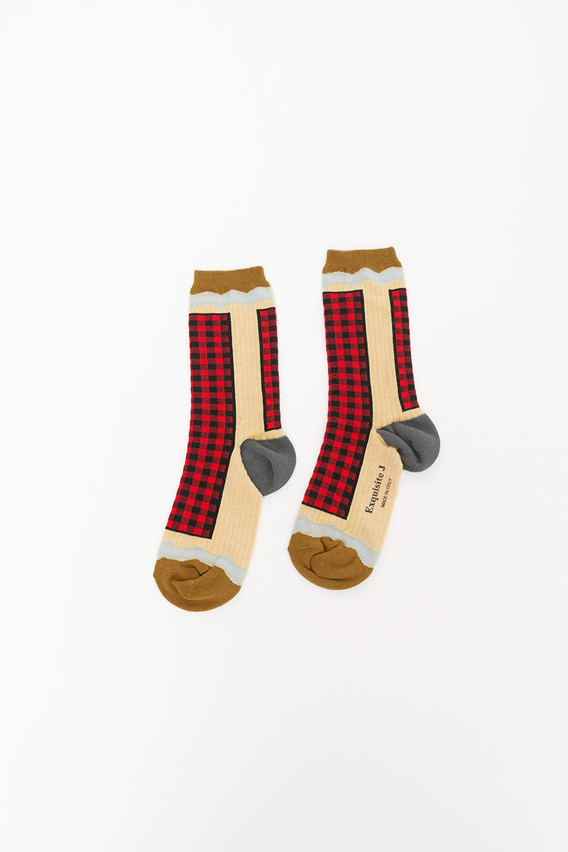 Exquisite J Moods Tartan Socks in Red