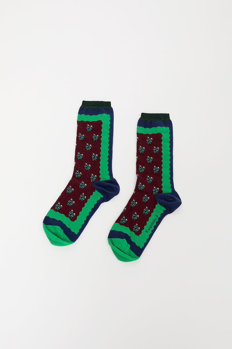 Exquisite J Onduline Socks in Bordeaux