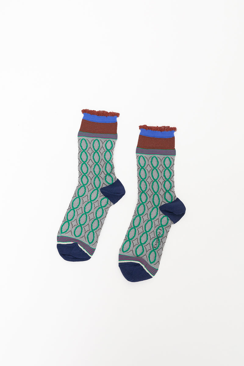 Exquisite J Multi Braid Socks in Grey