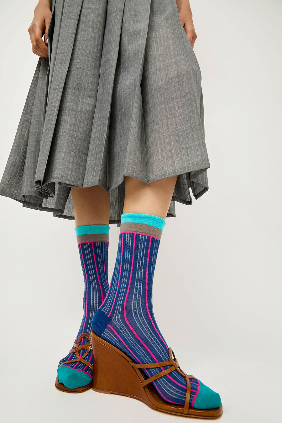 Exqusite J Pinstripe Socks in Blue