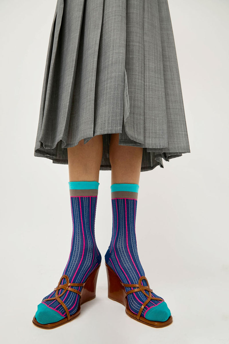 Exqusite J Pinstripe Socks in Blue