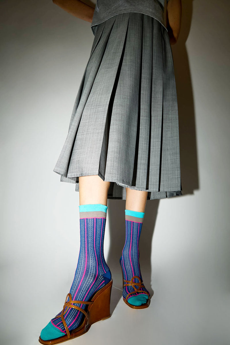 Exqusite J Pinstripe Socks in Blue