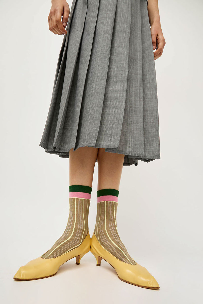 Exqusite J Pinstripe Socks in Bronze