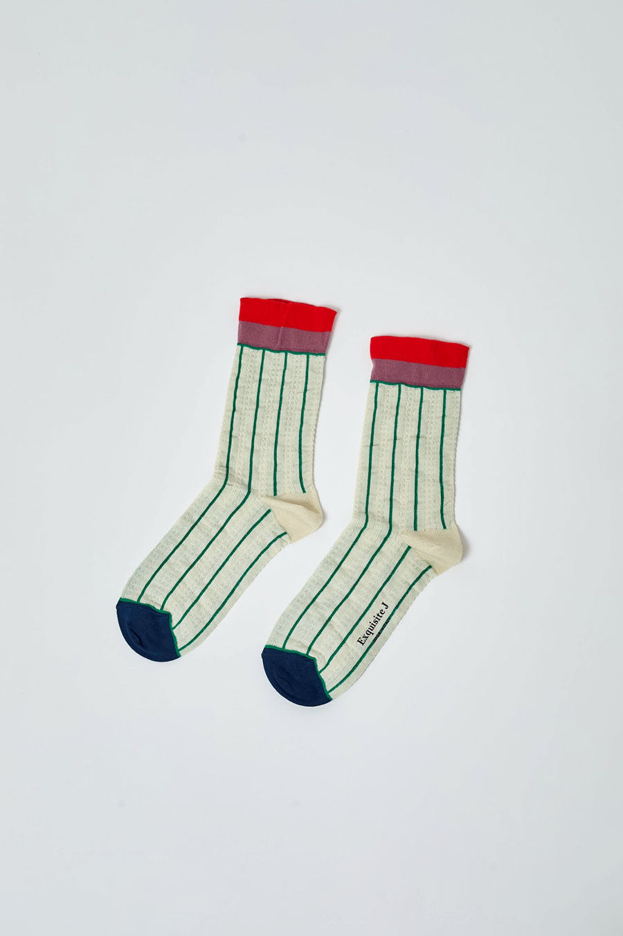 Exqusite J Pinstripe Socks in White