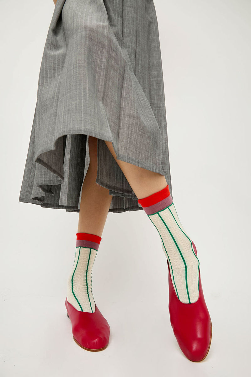 Exqusite J Pinstripe Socks in White