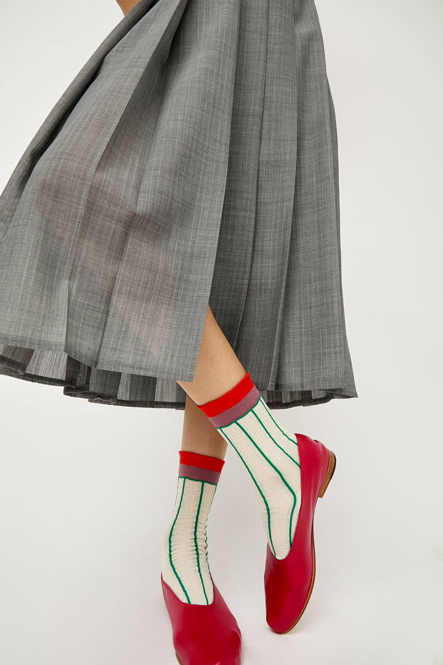 Exqusite J Pinstripe Socks in White