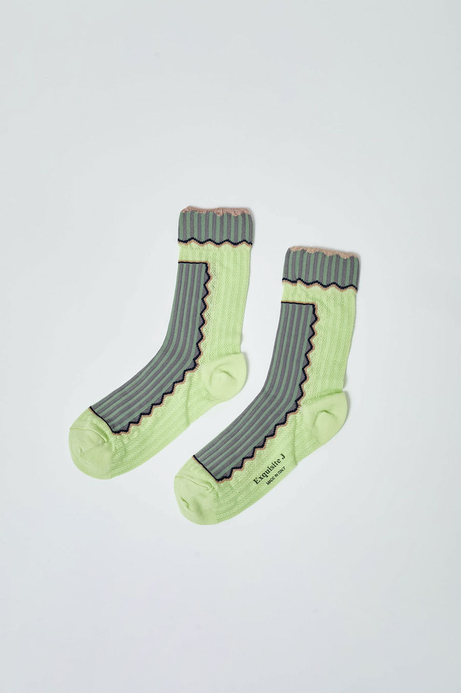 Exqusite J Waves and Stripes Socks in Mint