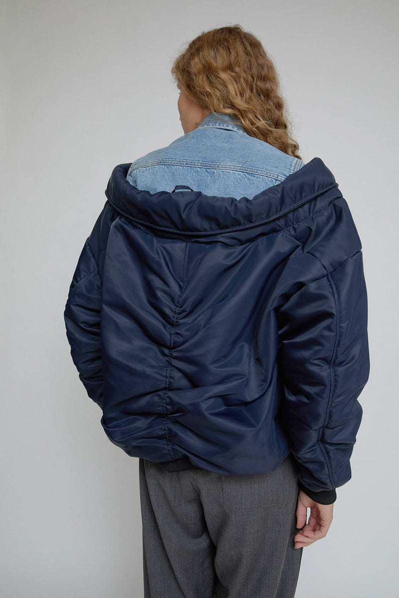 Façon Jacmin 2 in 1 Jacket Bomber in Dark Blue and Mid Blue