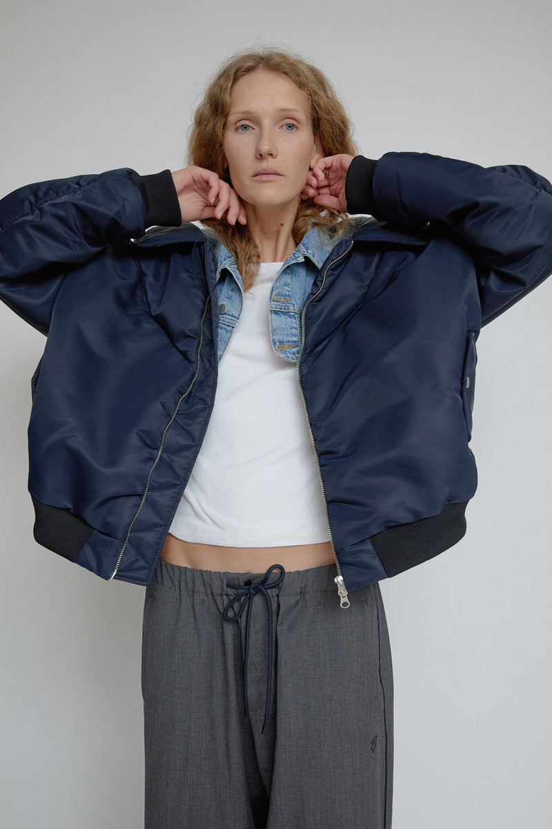 Façon Jacmin 2 in 1 Jacket Bomber in Dark Blue and Mid Blue
