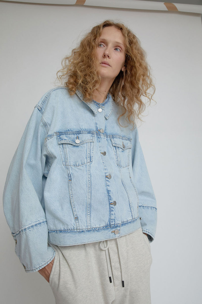 Façon Jacmin Boxy Jean Jacket in Light Blue