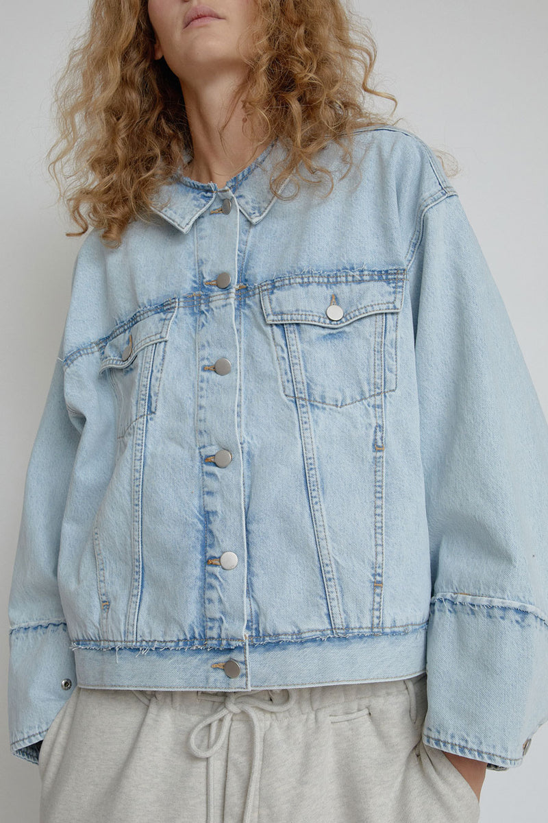 Façon Jacmin Boxy Jean Jacket in Light Blue