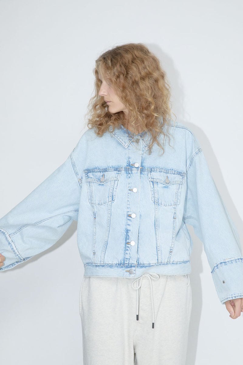Façon Jacmin Boxy Jean Jacket in Light Blue