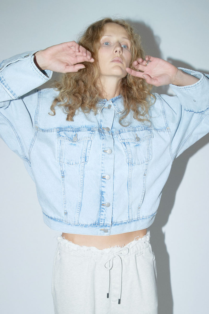 Façon Jacmin Boxy Jean Jacket in Light Blue