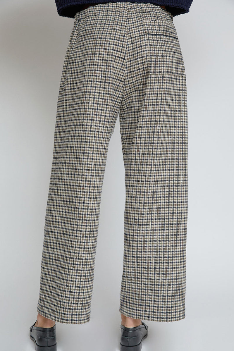 Façon Jacmin Pyjama Pants in Striped Pied De Poule Brown Wool