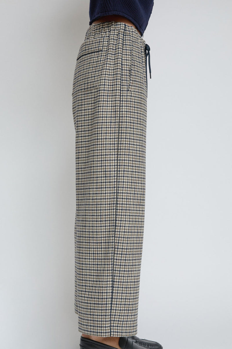 Façon Jacmin Pyjama Pants in Striped Pied De Poule Brown Wool