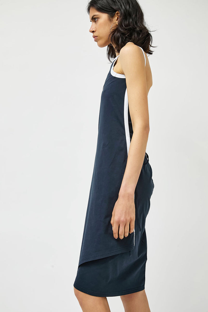 Façon Jacmin Roisin Crossing Dress in Dark Blue and White