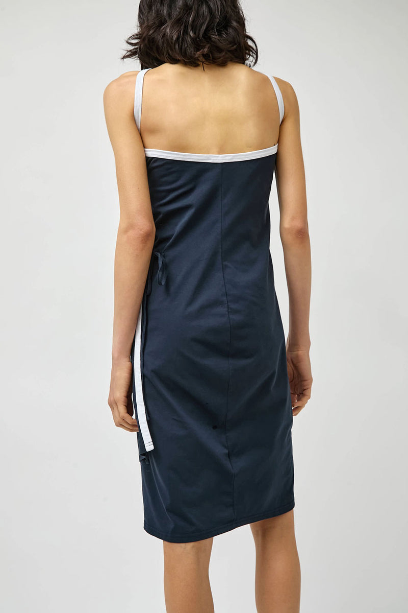 Façon Jacmin Roisin Crossing Dress in Dark Blue and White