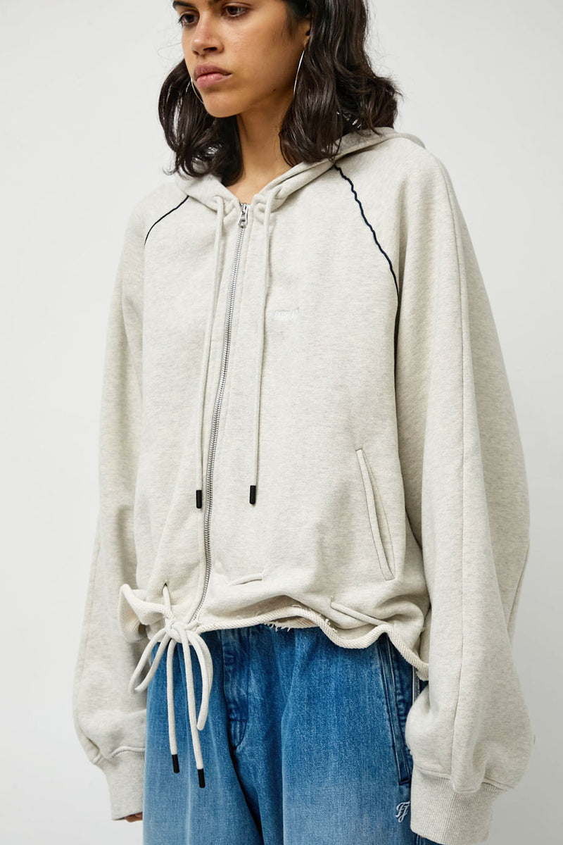 Façon Jacmin Soulwax Gathered Zip Hoodie in Light Grey