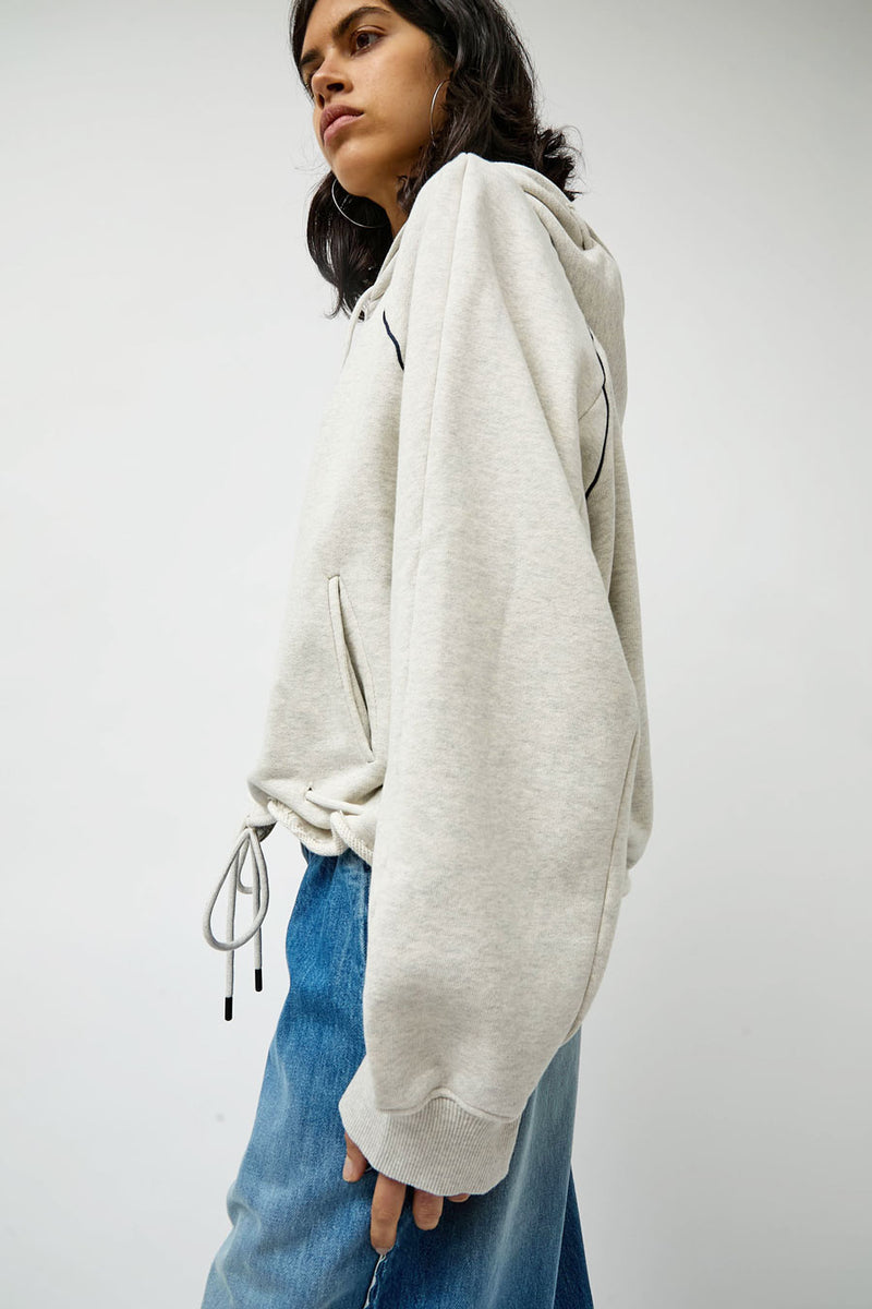Façon Jacmin Soulwax Gathered Zip Hoodie in Light Grey