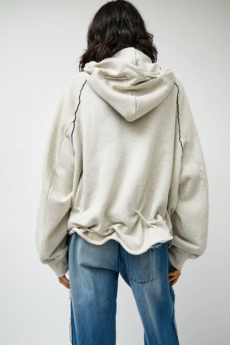 Façon Jacmin Soulwax Gathered Zip Hoodie in Light Grey