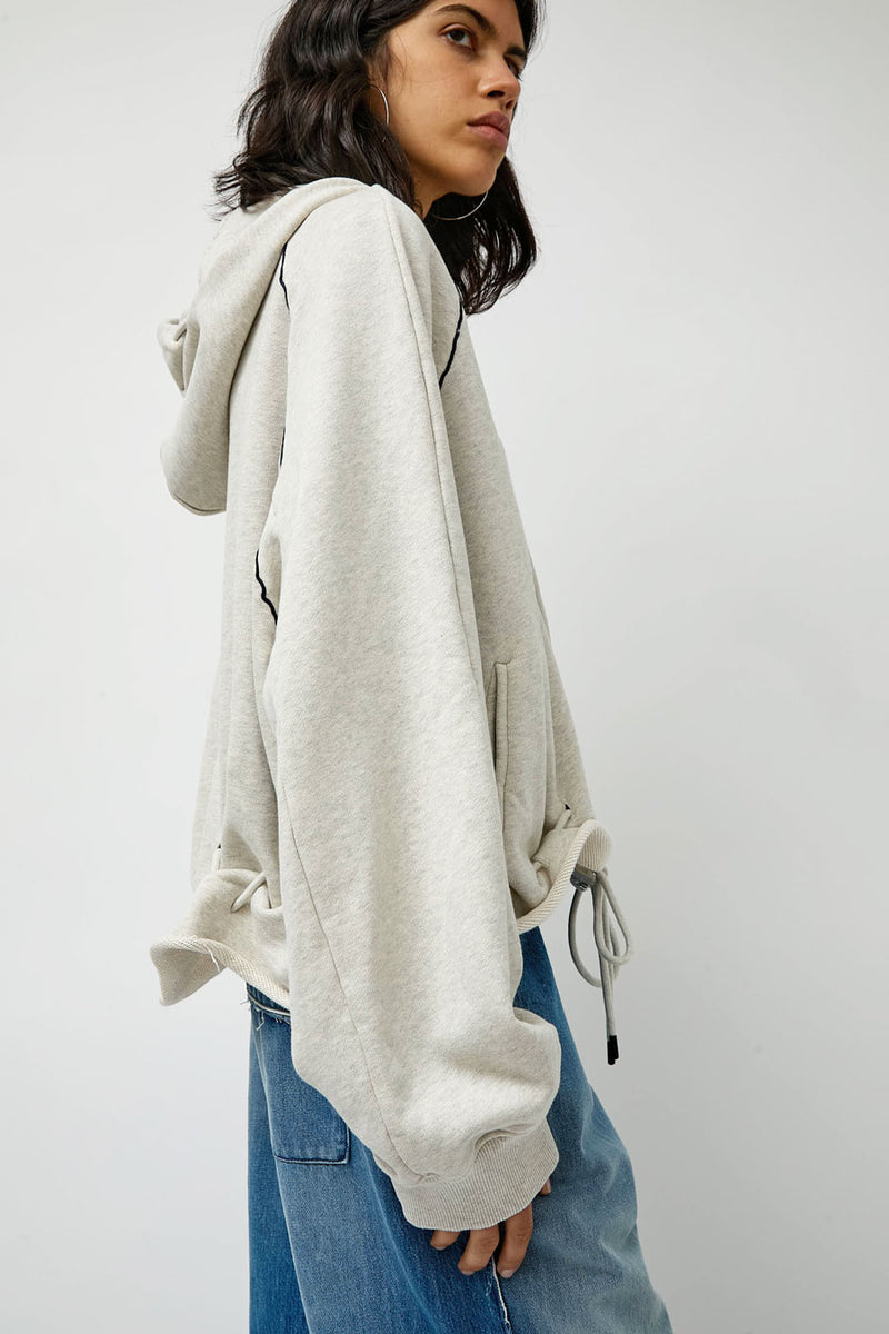 Façon Jacmin Soulwax Gathered Zip Hoodie in Light Grey