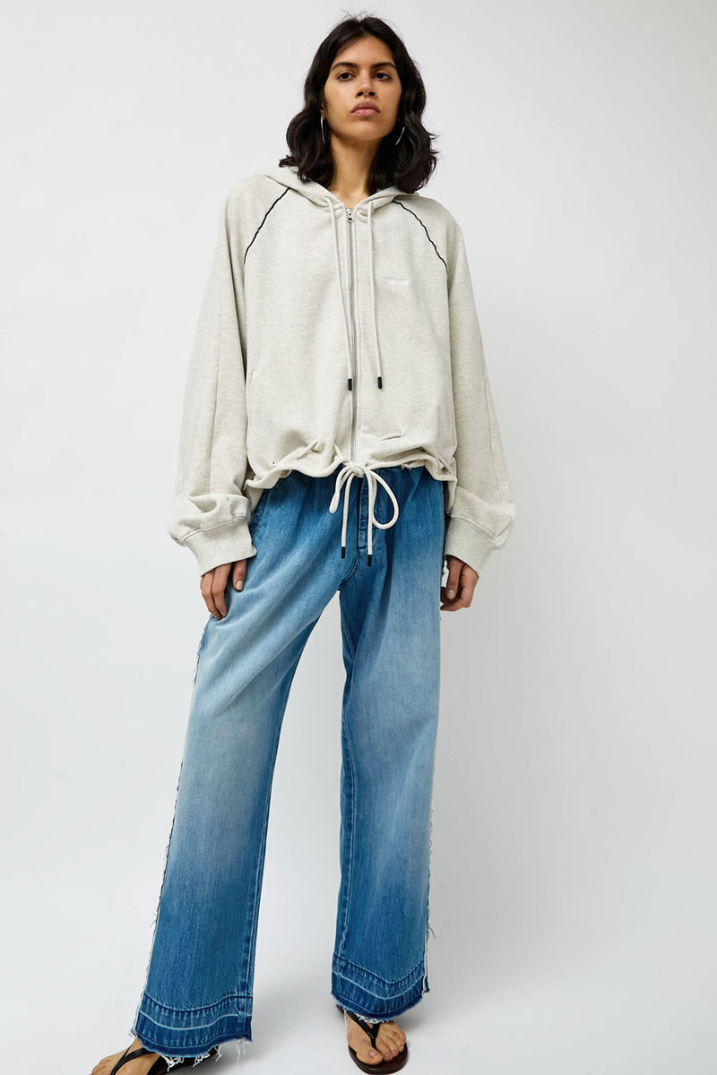 Façon Jacmin Soulwax Gathered Zip Hoodie in Light Grey