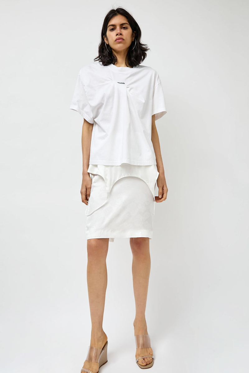 Façon Jacmin Temax Pleated Logo T Shirt in White