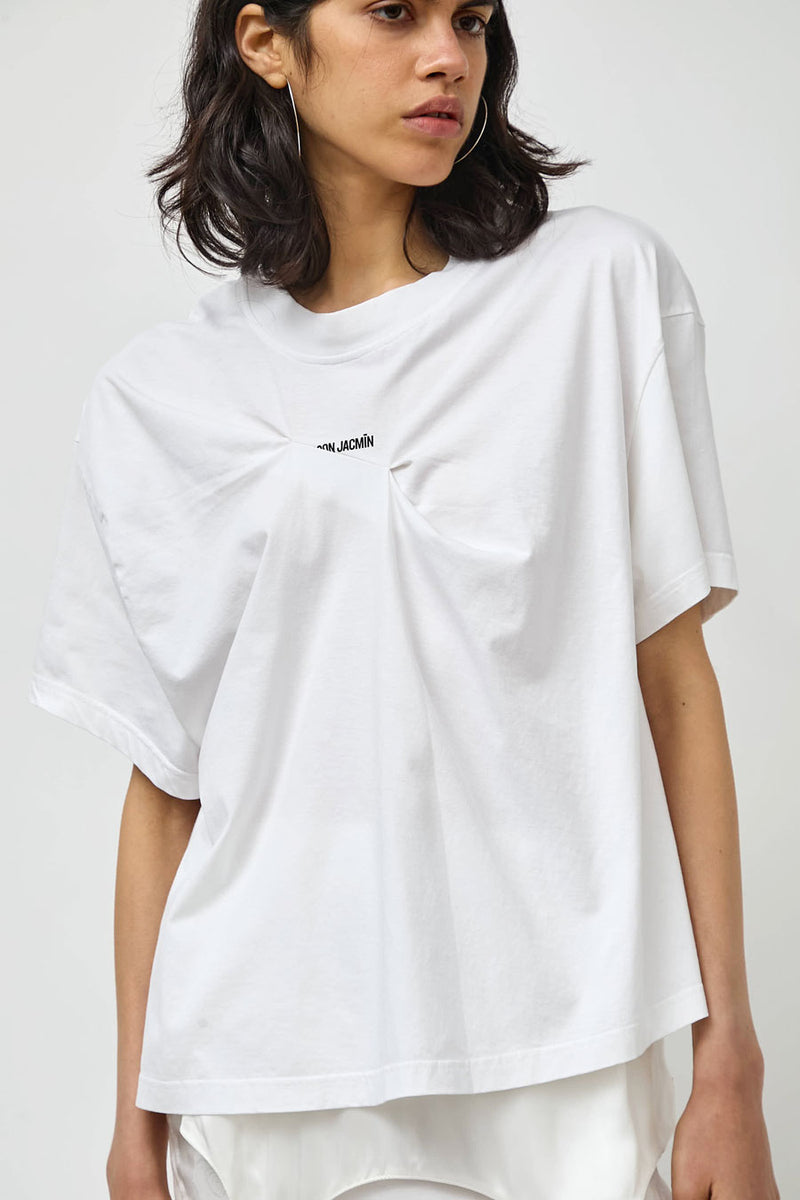 Façon Jacmin Temax Pleated Logo T Shirt in White
