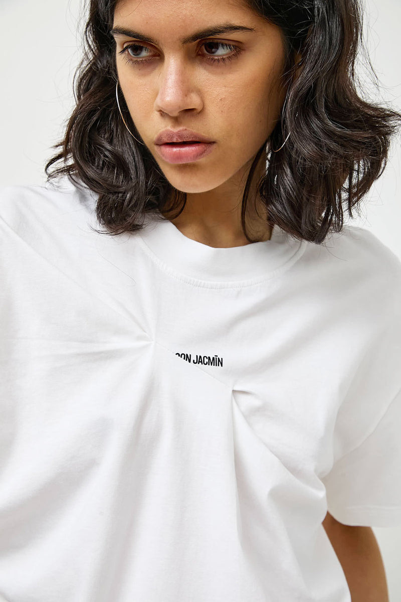 Façon Jacmin Temax Pleated Logo T Shirt in White