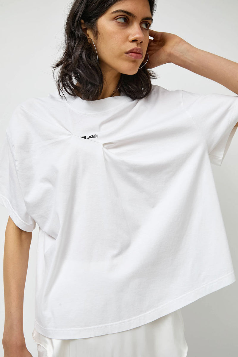 Façon Jacmin Temax Pleated Logo T Shirt in White