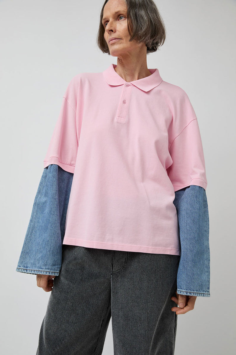 Façon Jacmin Tom Upcycling Long Sleeve Polo in Light Plain Pink