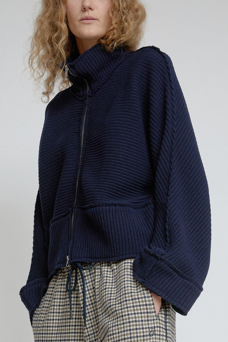 Façon Jacmin Zip Cardigan in Dark Blue