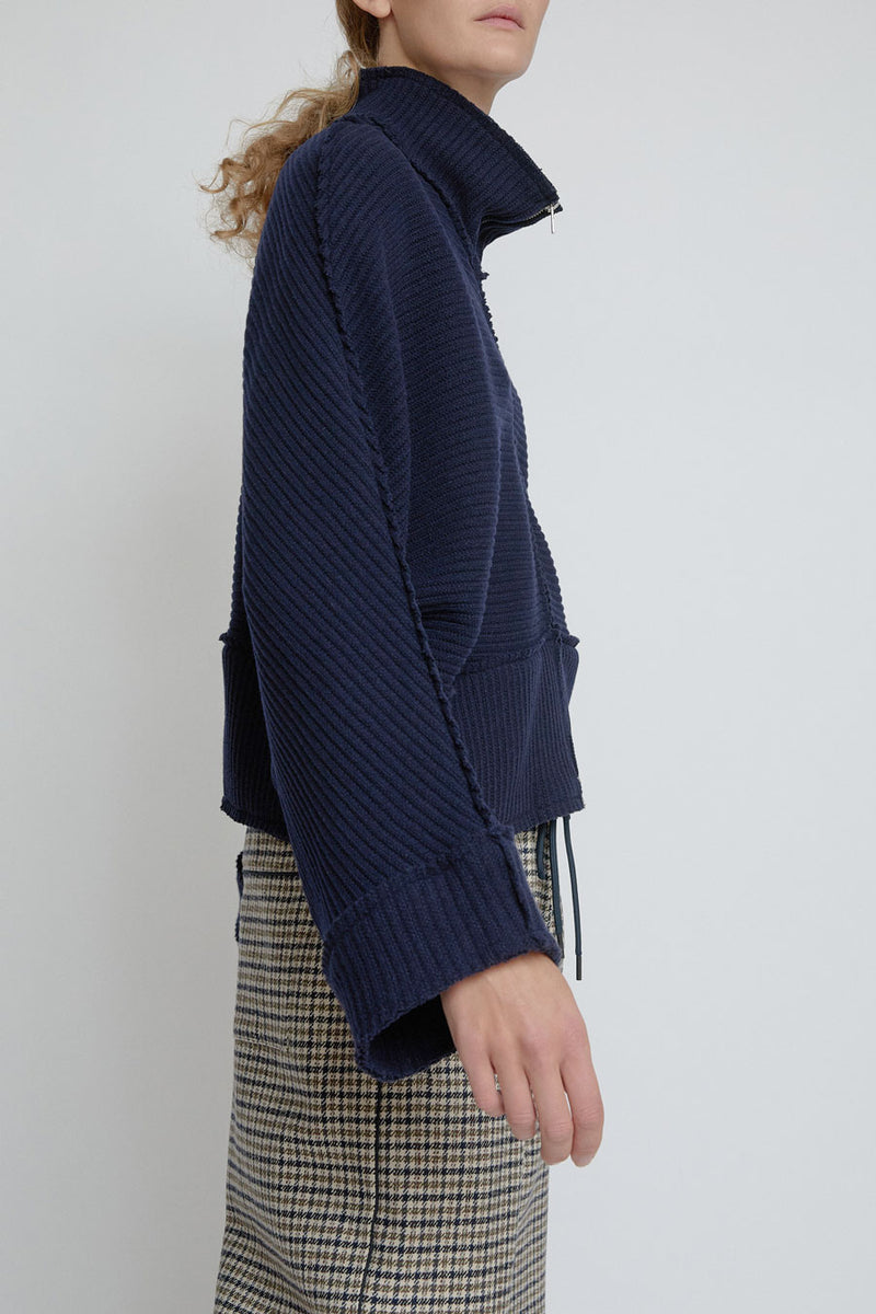 Façon Jacmin Zip Cardigan in Dark Blue
