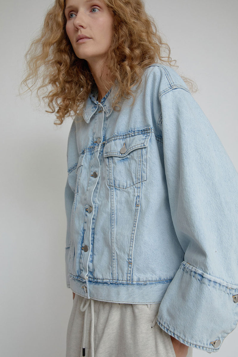 Façon Jacmin Boxy Jean Jacket in Light Blue
