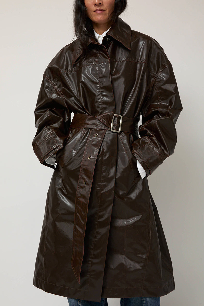 Façon Jacmin Manso Mackintosh Coat in Brown