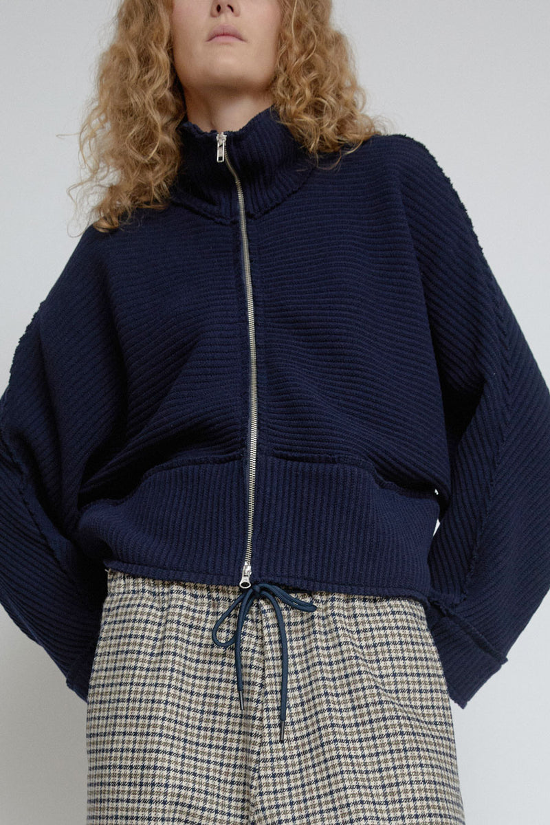 Façon Jacmin Zip Cardigan in Dark Blue