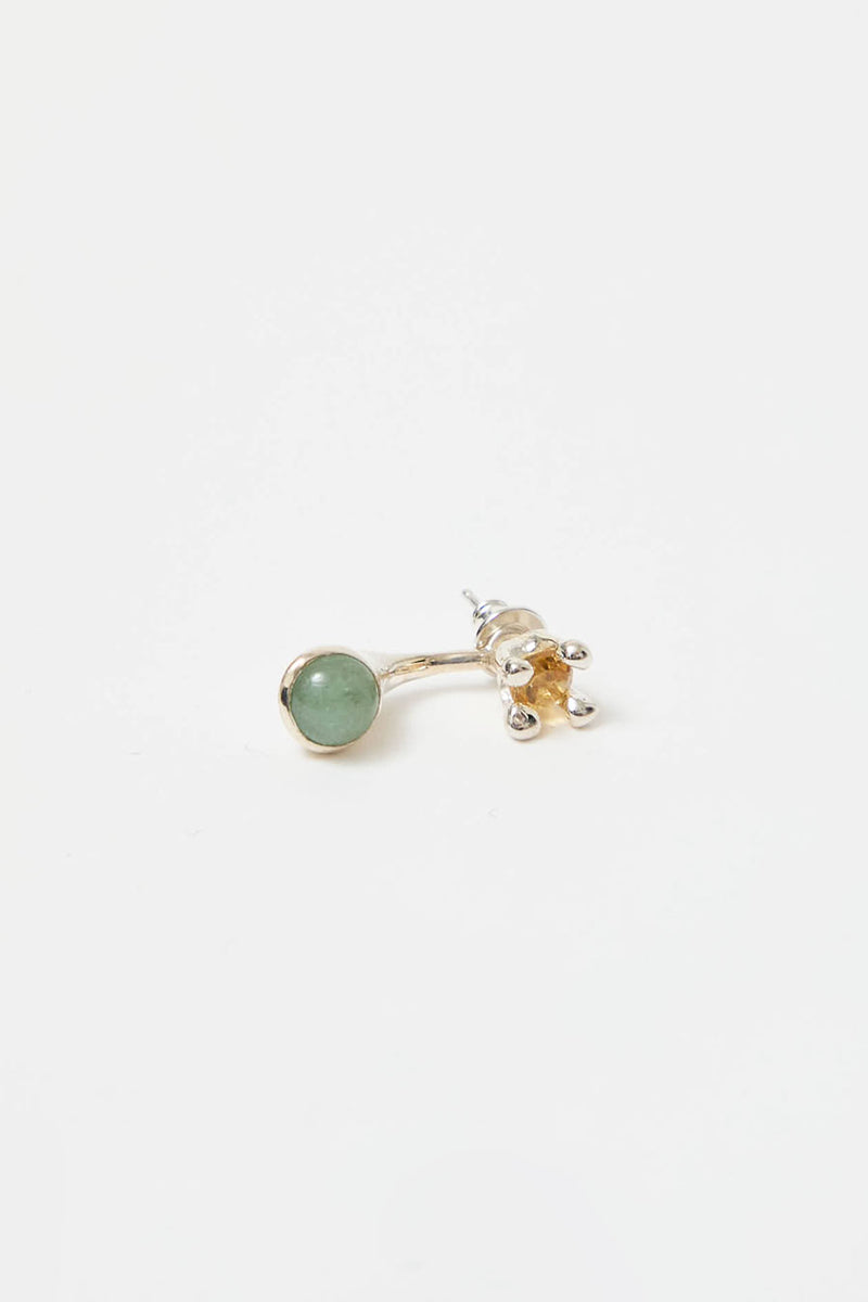 Faris Dotto Gem Stud Set in Sterling Silver / Citrine / Aventurine