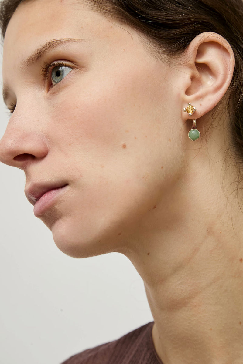 Faris Dotto Gem Stud Set in Sterling Silver / Citrine / Aventurine