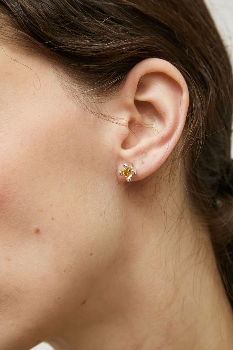 Faris Dotto Gem Stud Set in Sterling Silver / Citrine / Aventurine