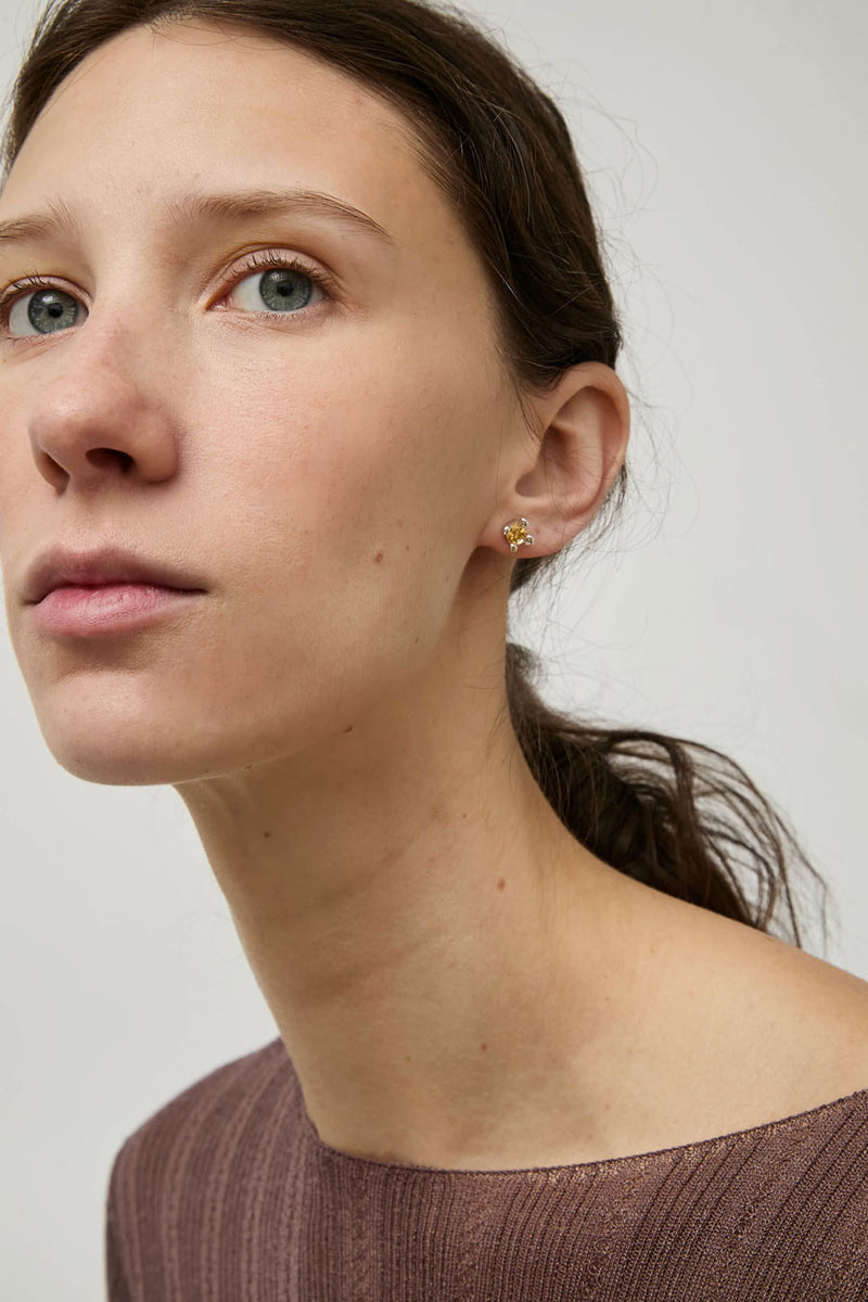 Faris Dotto Gem Stud Set in Sterling Silver / Citrine / Aventurine