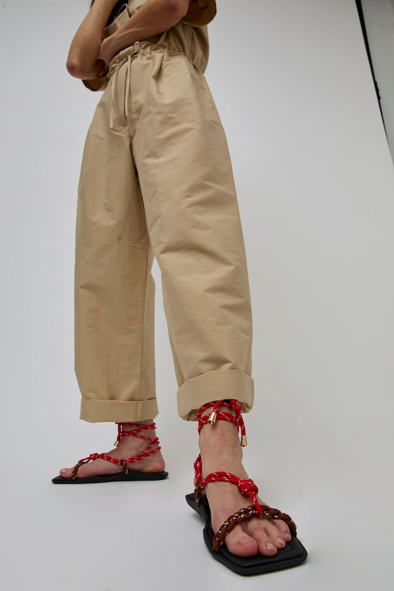 Flòwze Flò Square Sandal in Red and Brown