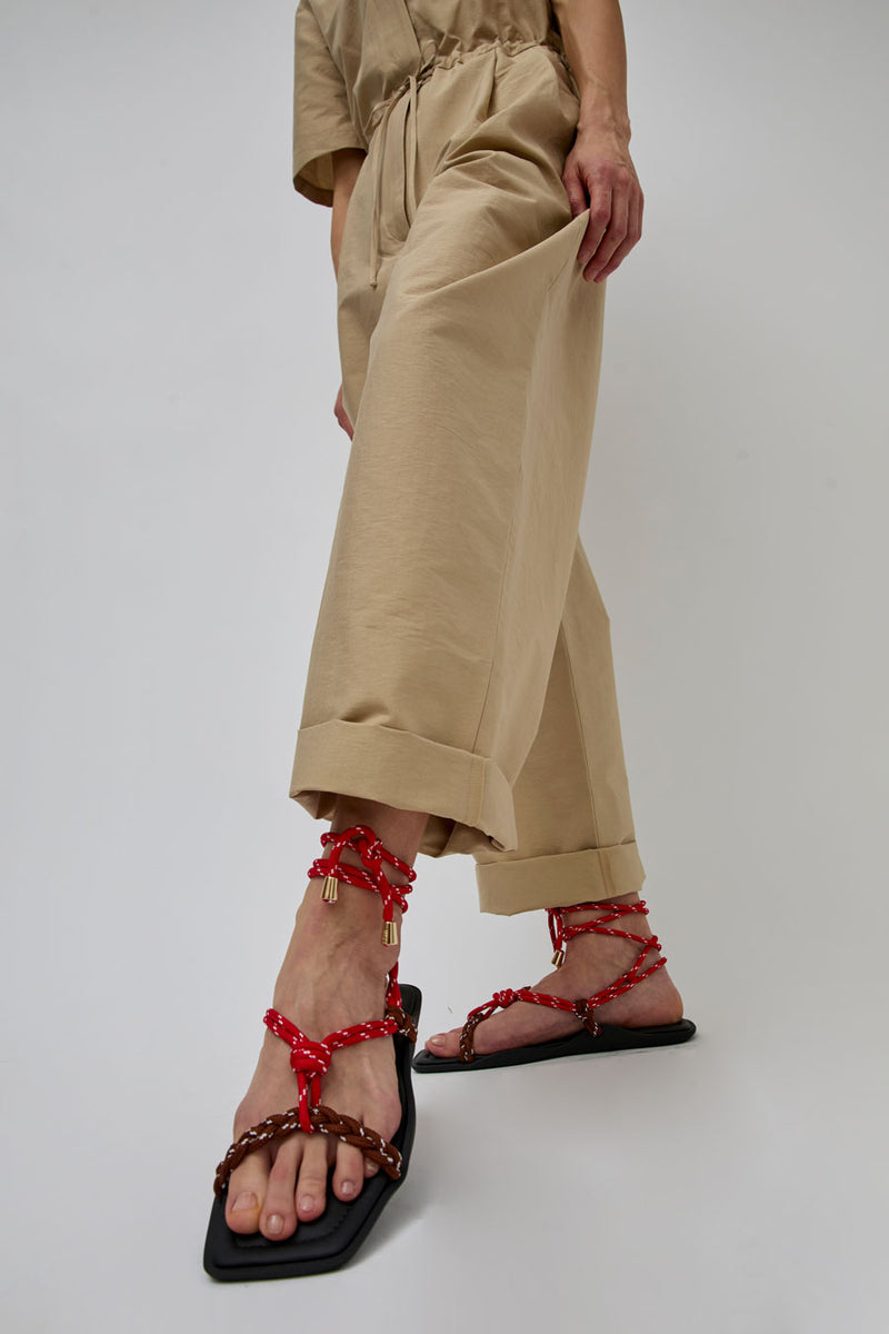 Flòwze Flò Square Sandal in Red and Brown