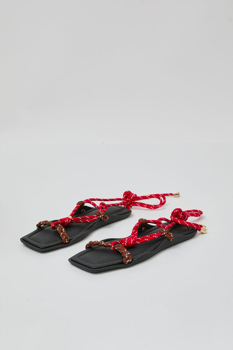 Flòwze Flò Square Sandal in Red and Brown