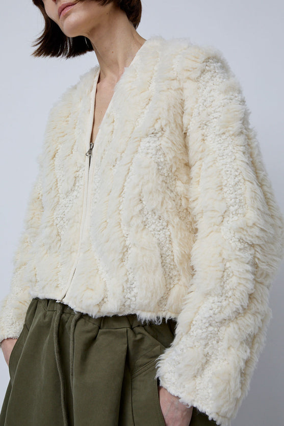 Girls of Dust Shetland Jacket in Off White