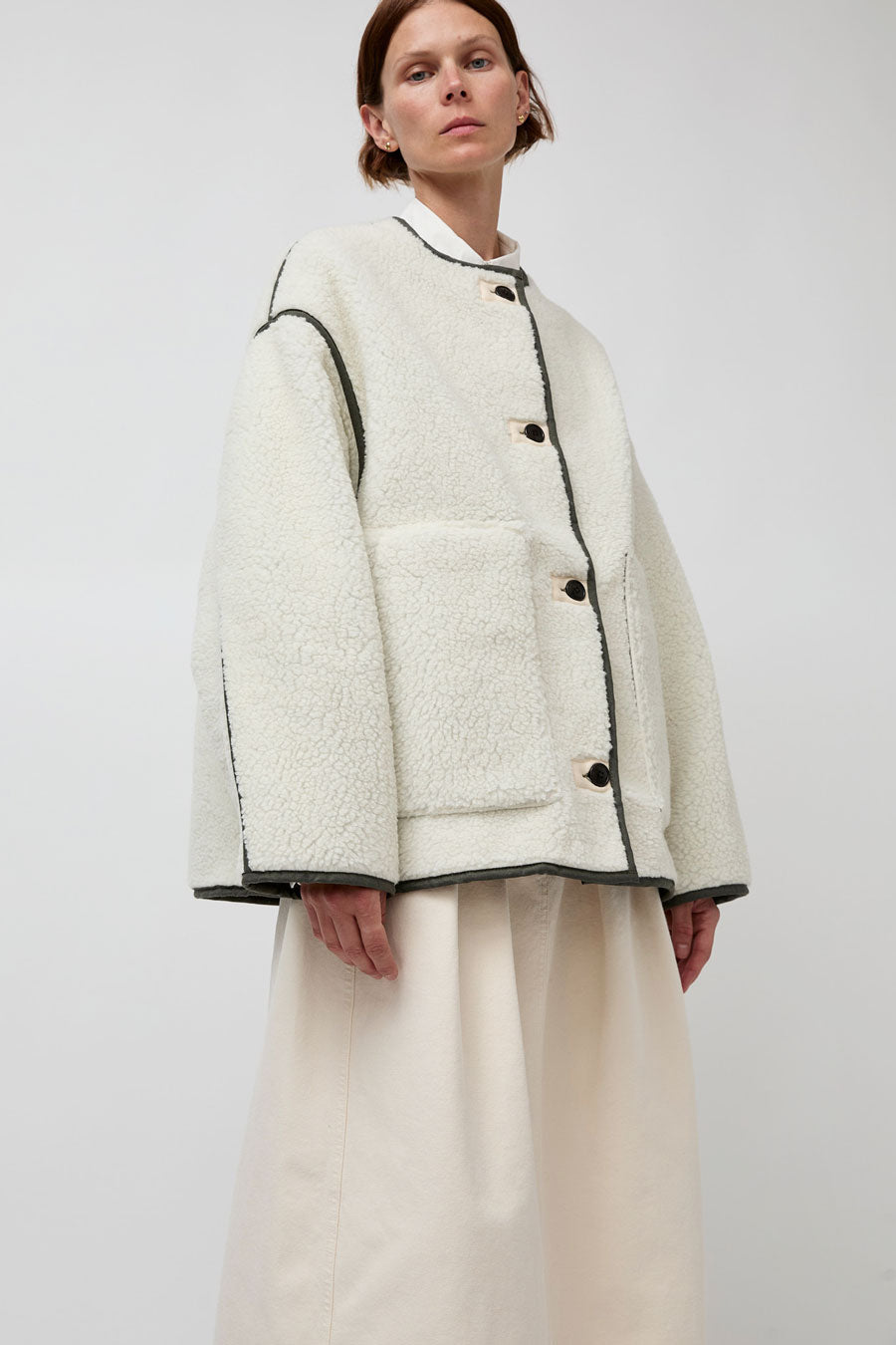 Girls of Dust Solar Reversible Jacket in Fossil and Off White