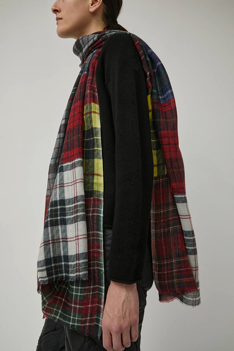 Glen Prince Long Featherweight Wool Scarf in Multi Plaid
