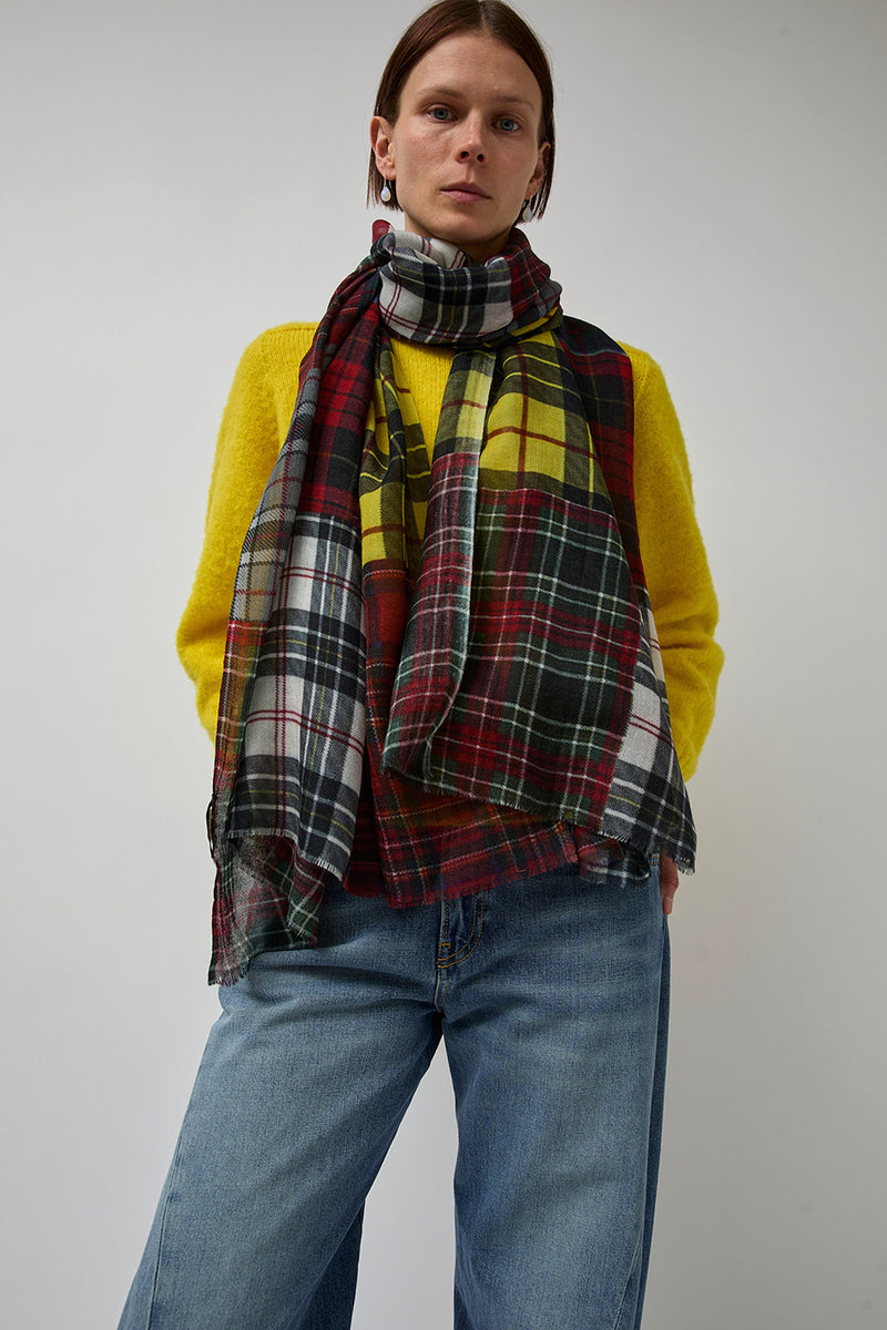 Glen Prince Long Featherweight Wool Scarf in Multi Plaid